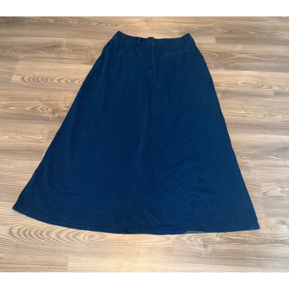 Halara Denim Maxi Skirt High Waisted Pleated A-Line Cotton Size Large NWT